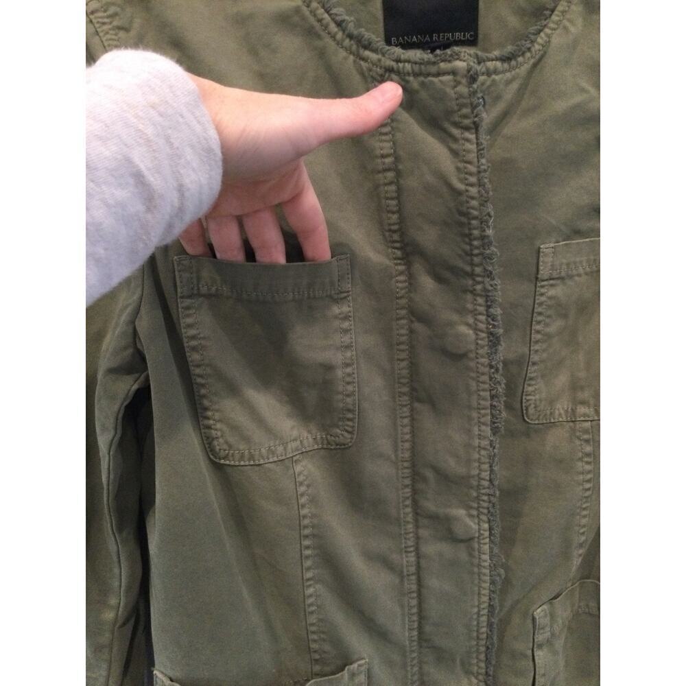 Banana Republic Military Jacket Womens Size S Green Khaki Safari Cotton Utility - Picture 6 of 11